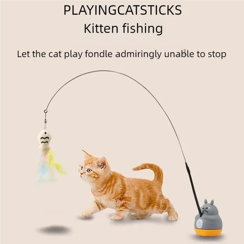 Interactive Cat Toy; Self-Rotating  Fishing Toy
