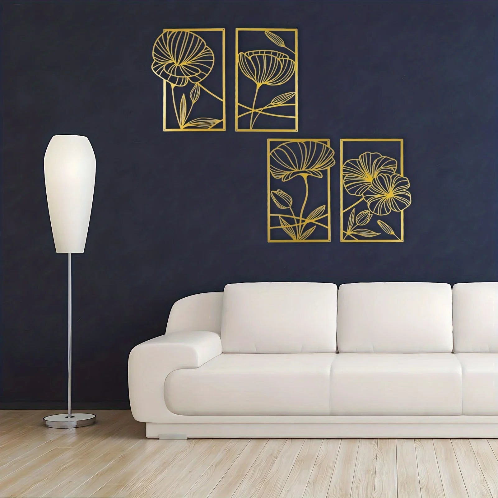 4-Piece Minimalist Metal Lotus Flower Wall Decor