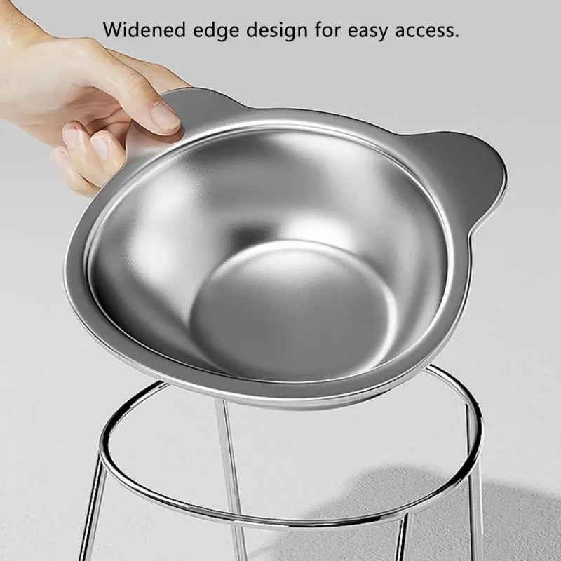 Stainless Steel Cat Bowl; 15° Elevated Design