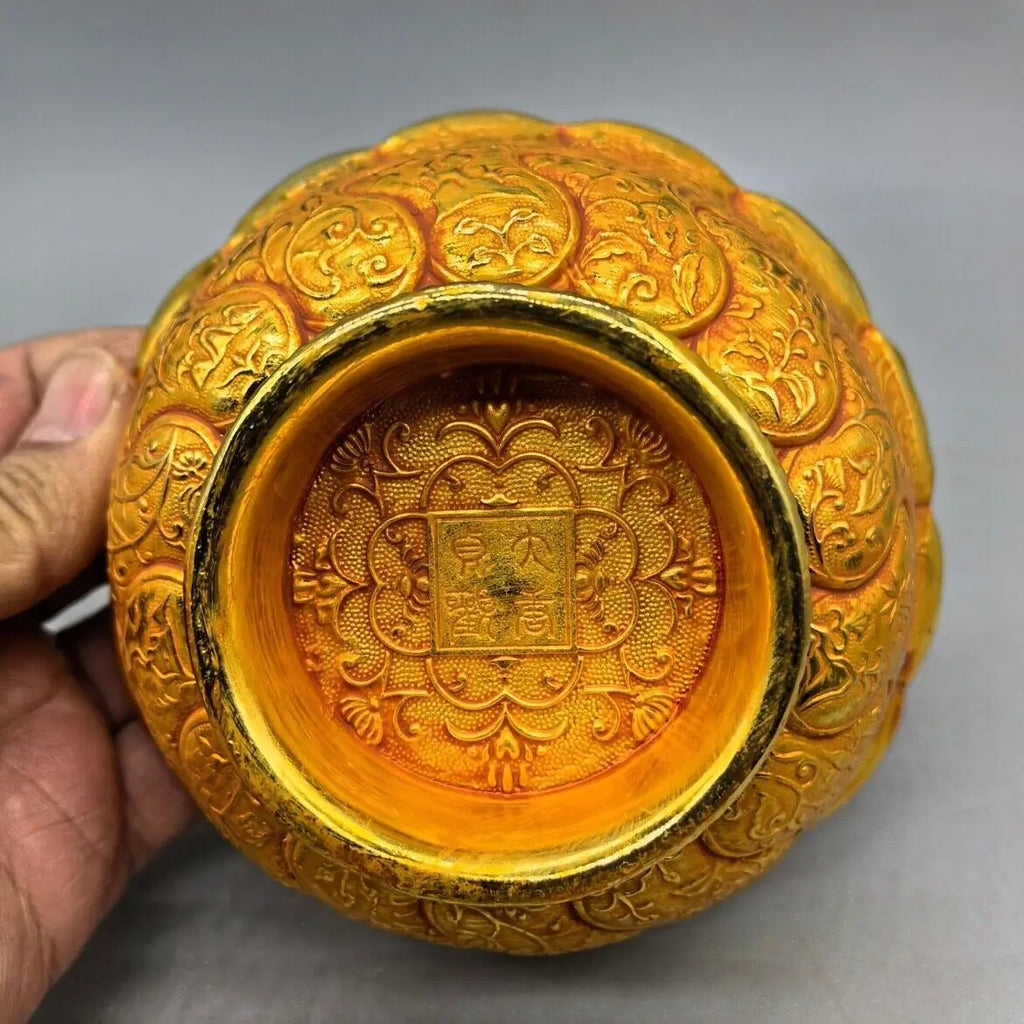Chinese Mandarin Copper Gilded Bowl Exquisite Handicraft