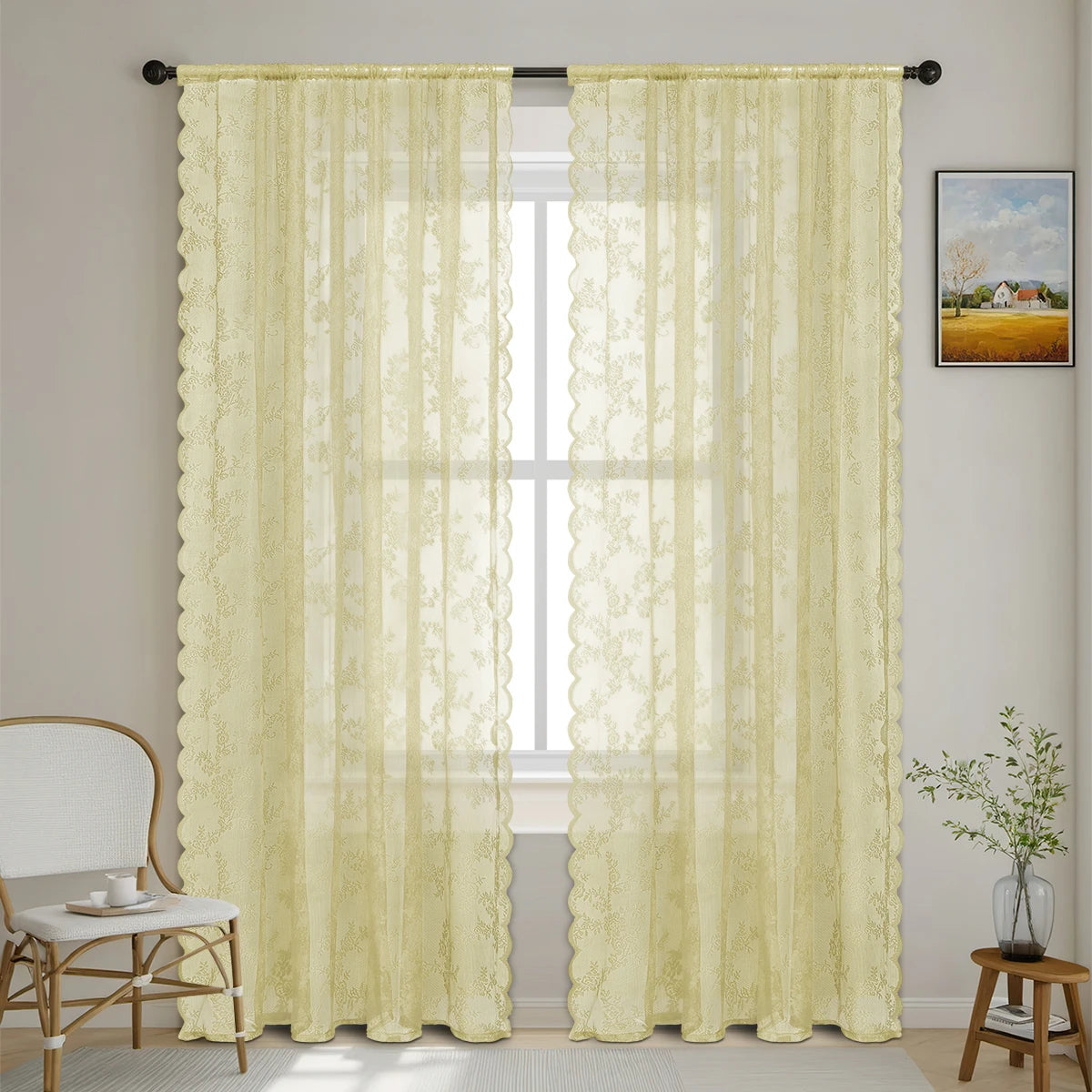 Romantic Lace Sheer Curtain; 8 Colors