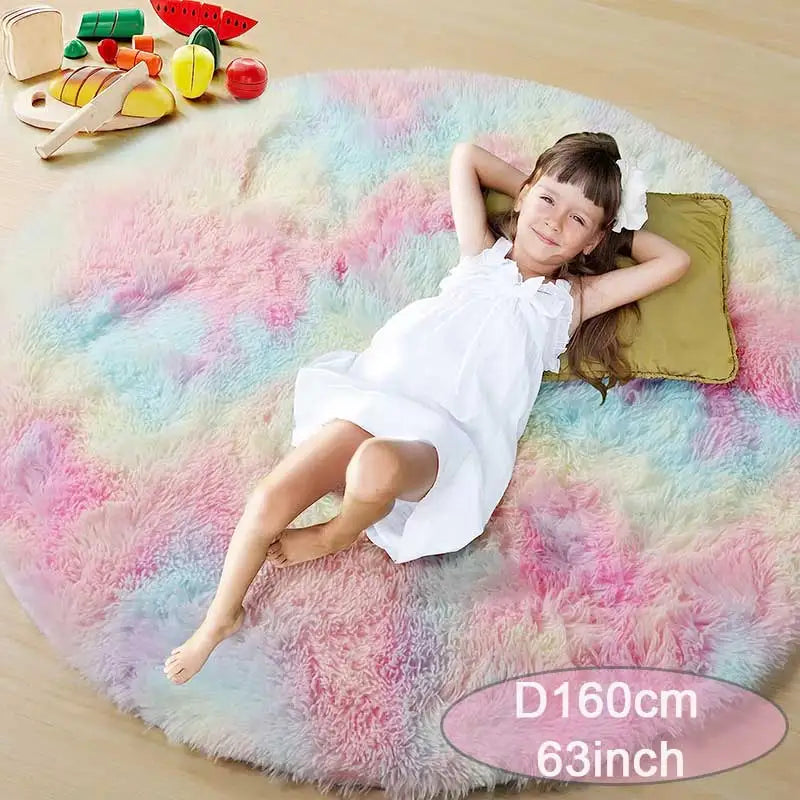 Rainbow Shag Rug; 1.8" Long Plush Fibers