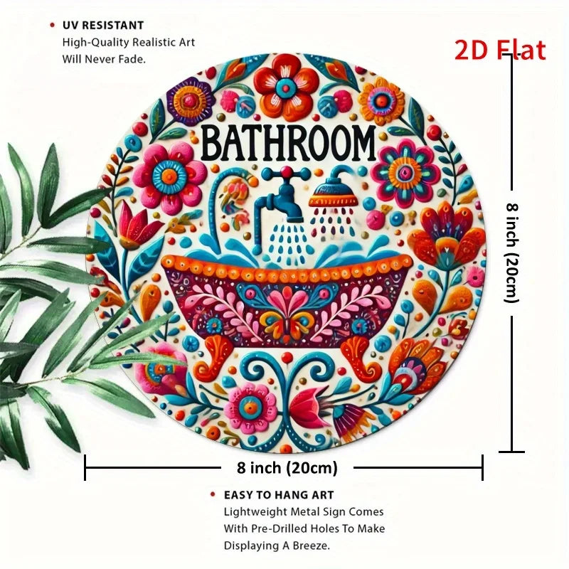 Vintage Bathroom Floral Wall Plaque