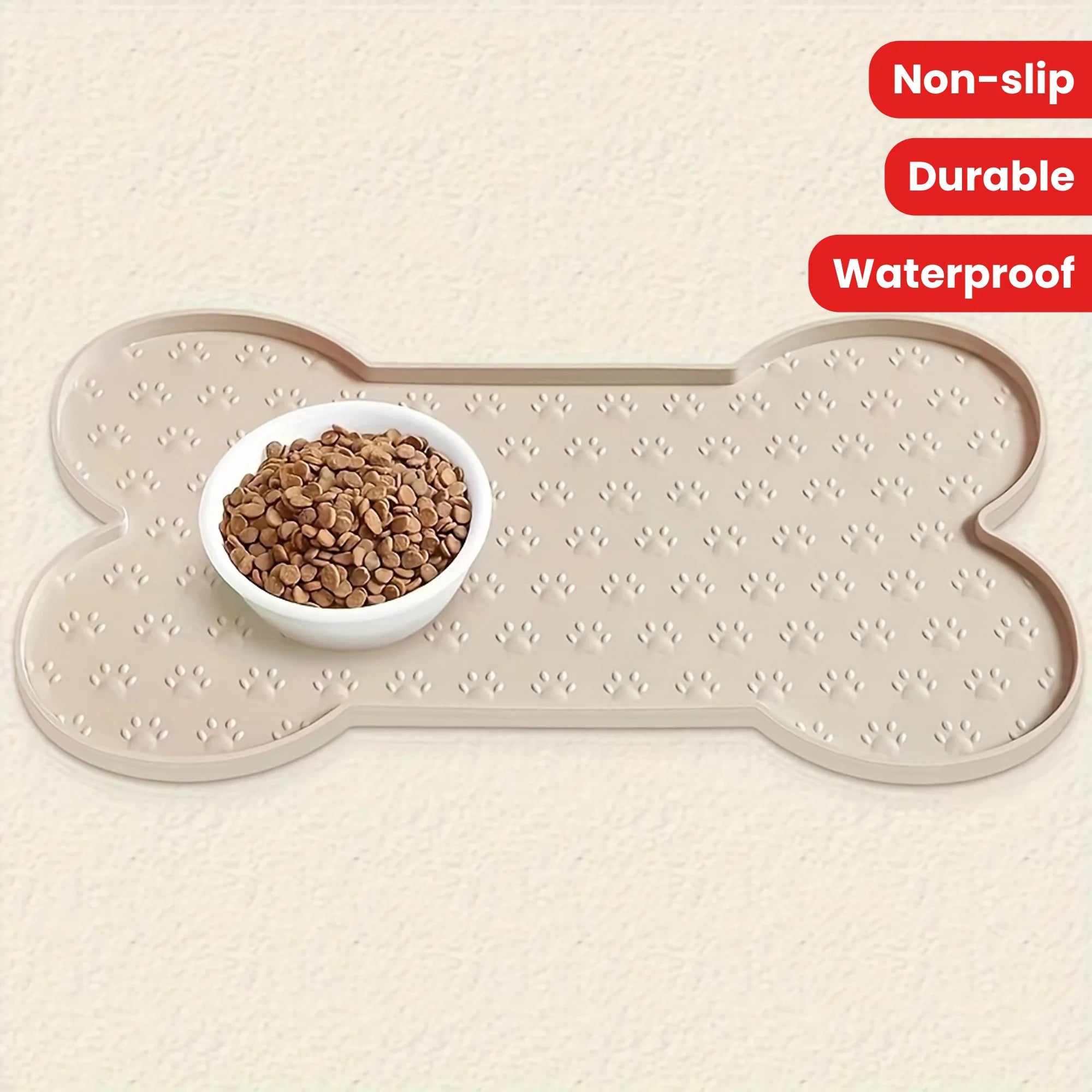 Silicone Dog Feeding Mat; Non-Slip, Raised Edges