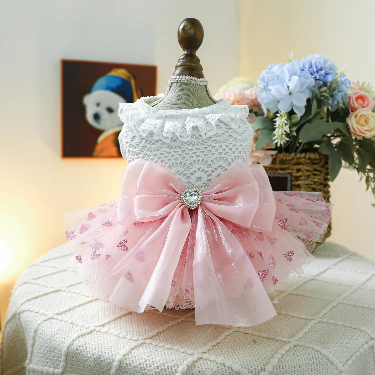 Puff Heart Pink Skirt Wedding/Princess Dress