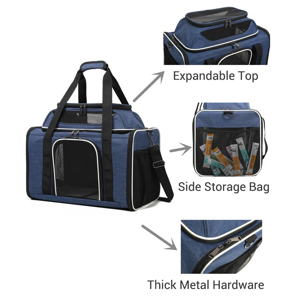 Luxury Dog Carrier, Expandable Top, Large Capacity