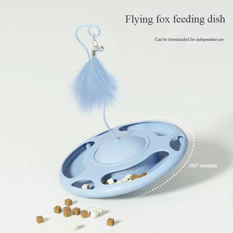 Flying Saucer Cat Toy; Food, Treat Feeder