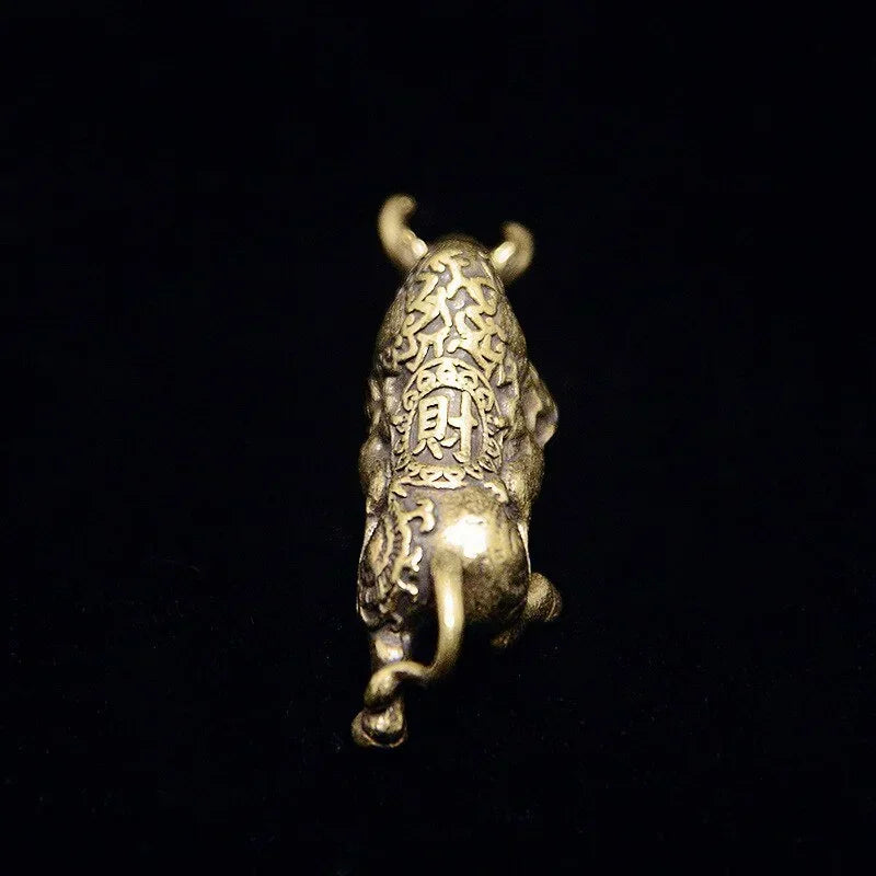 Brass Bullfighting Statue, Lucky Copper Animal Figurine