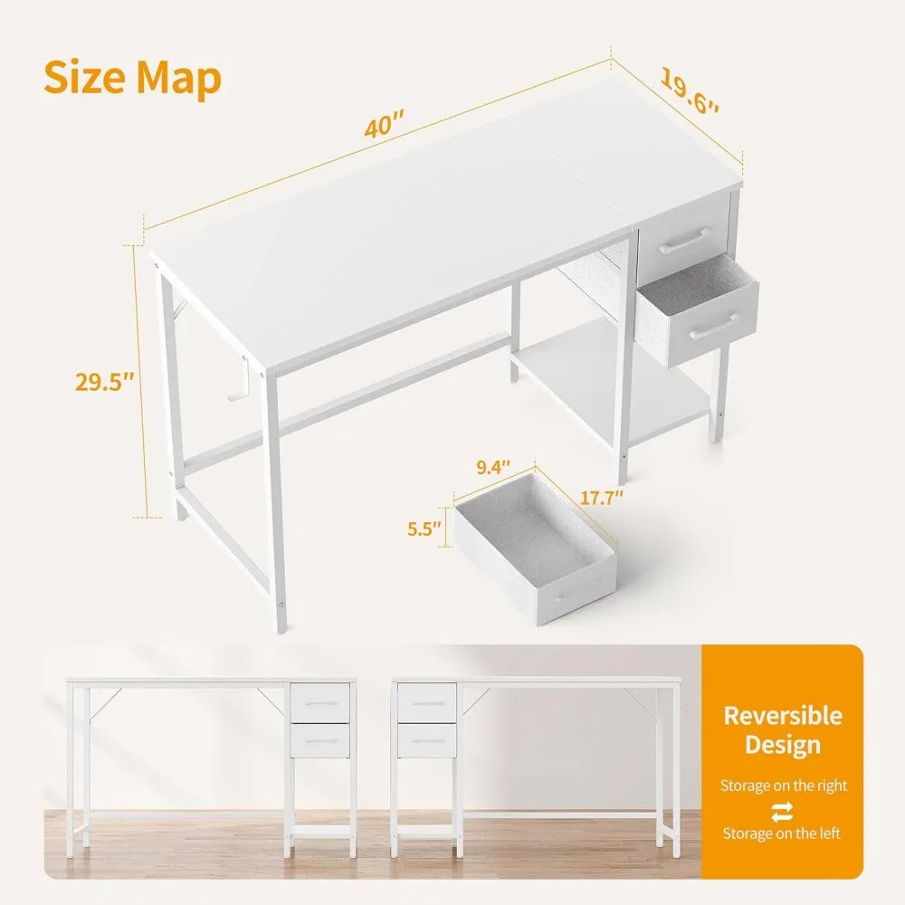 Desk with Reversible Design for Home Study or Gaming