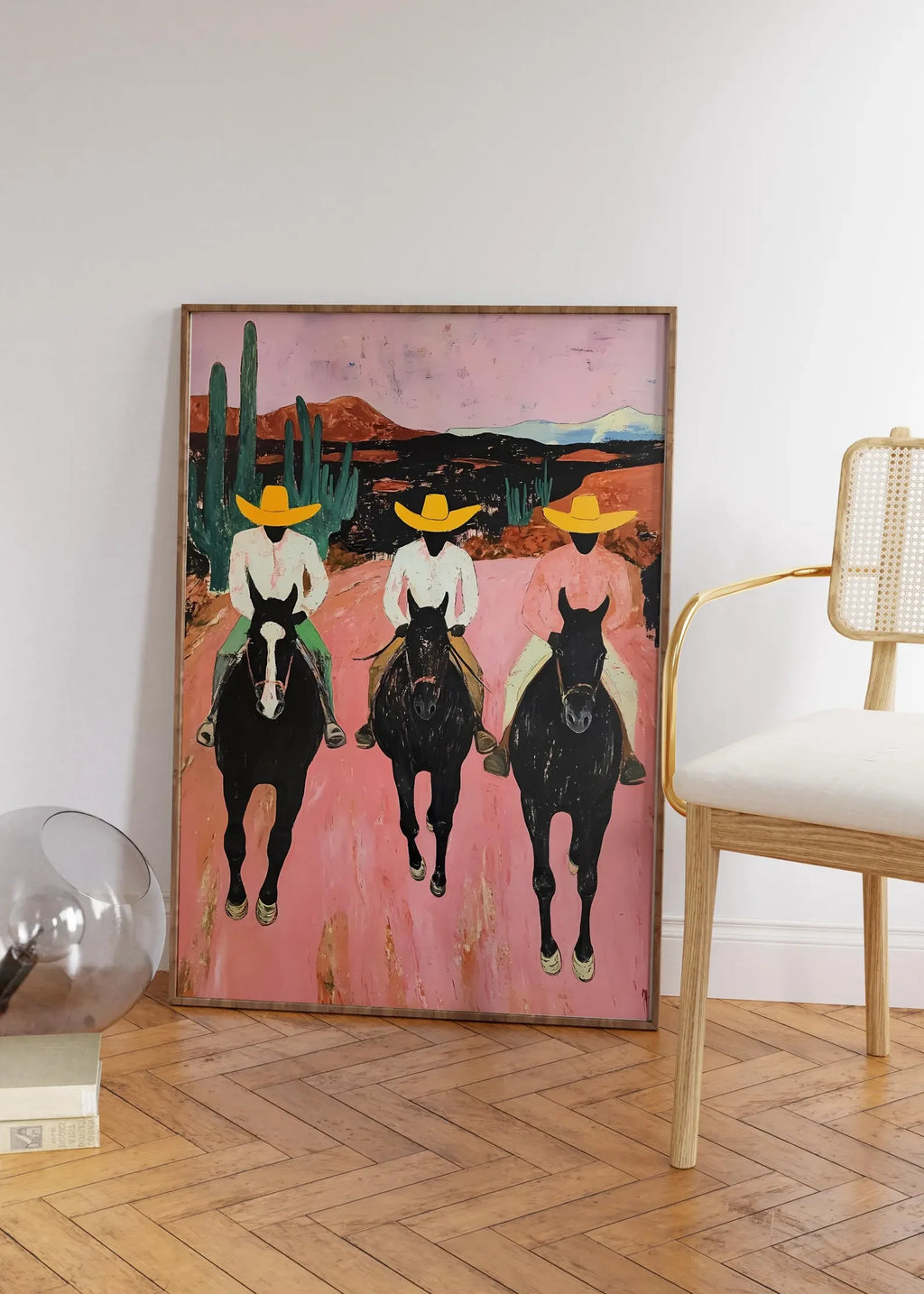 Abstract Western Horse Painting; Modern Country Cowboys