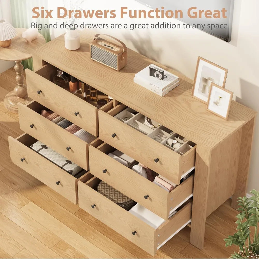 Modern 6-Drawer Dresser or Living/Dining Side Table