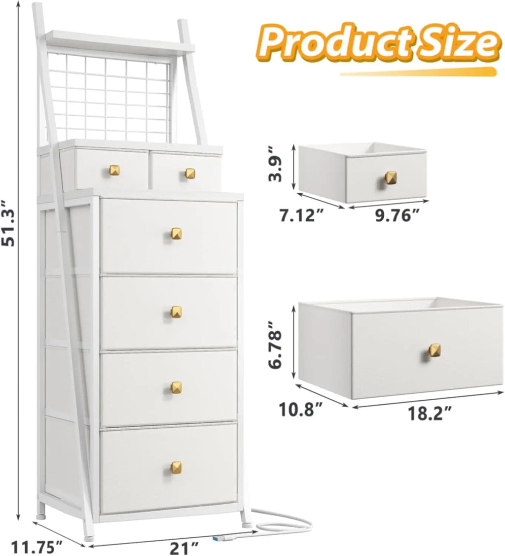 Striking 6-Drawer Dresser, LED Light Grid, 3 Colors