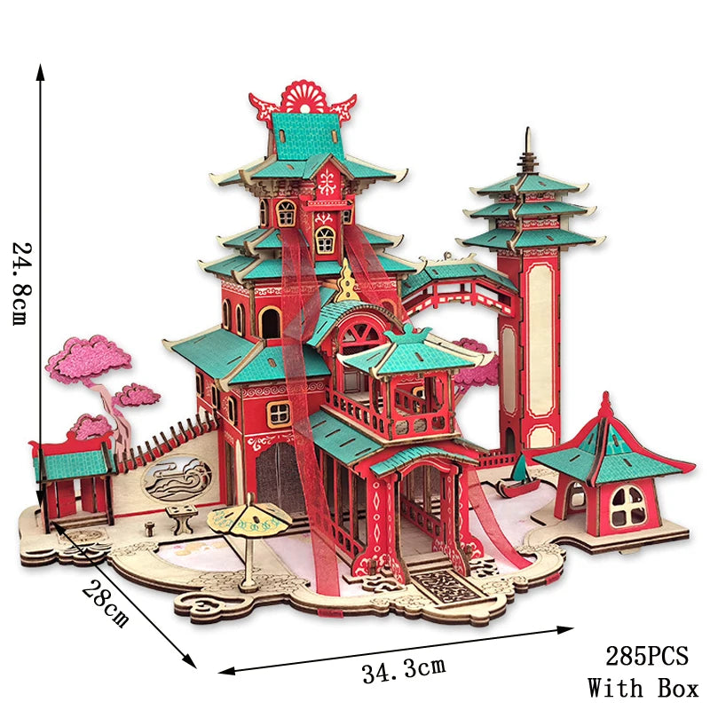 3D Puzzle Kits; Adult Chinese Style Building