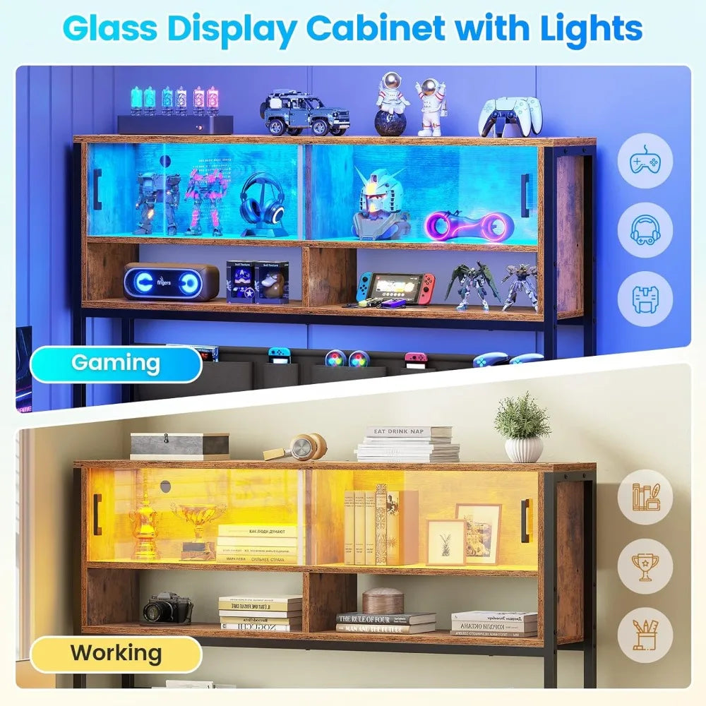 L- Shaped Computer/Office/Gaming Desk: LED Light, 2 Colors