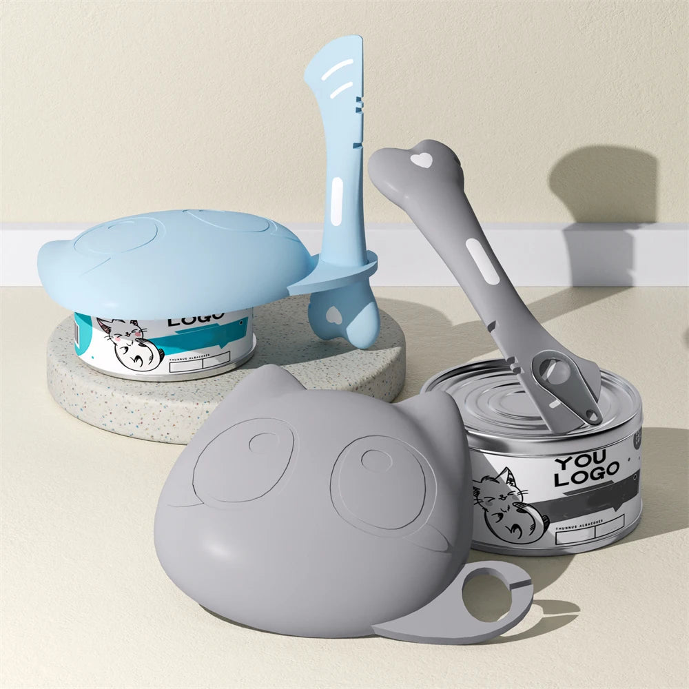 Silicone Cat Food Can Lid and Spoon Set