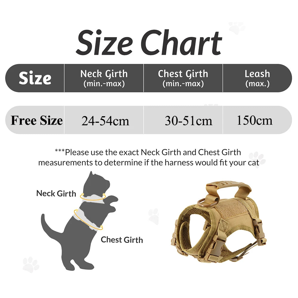 Tactical Nylon Cat Harness Leash Patch Kit for Cats and Small Dogs Vest Military Dog Work Outdoor Training Accessories
