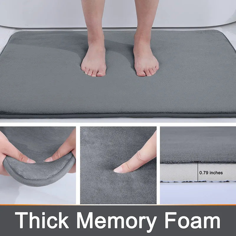 Super Absorbent Bath Mat, Non-Slip Memory Foam