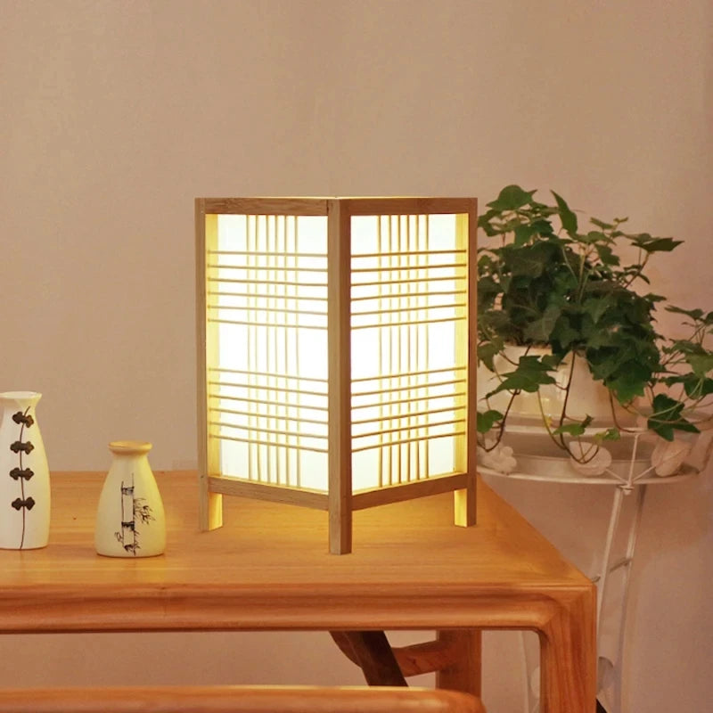 Japanese Style Bamboo, Rice Paper Accent Lamp