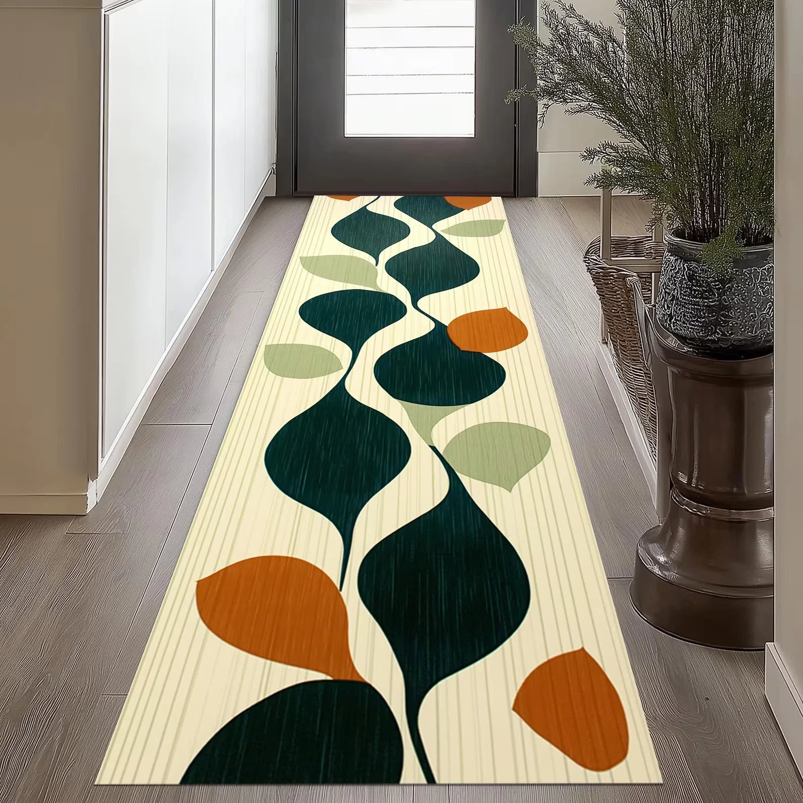 Mid-Century Runner, Geometric Leaf Design; 4 Designs, 2 Sizes