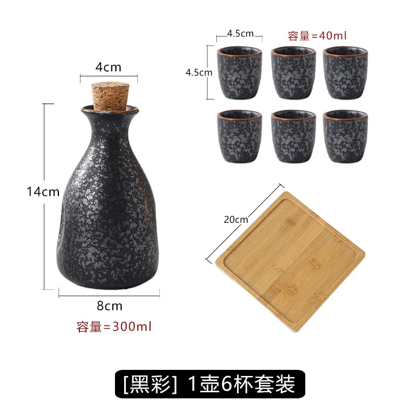 Japanese Ceramic Sake Pot & Cups Set