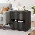 Mid-Century Black Fluted 2-Drawer End Table or Nightstand