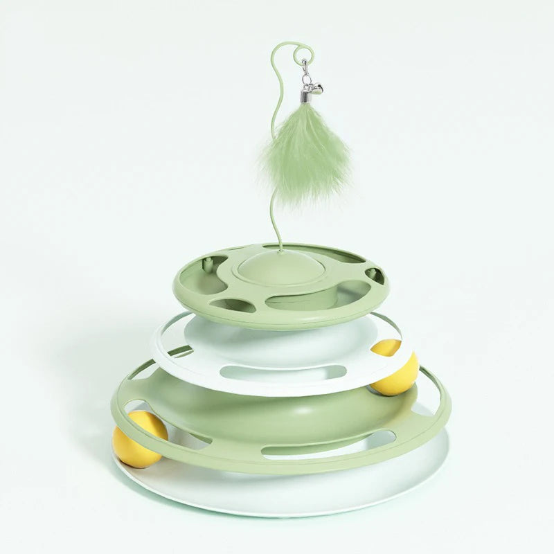 Flying Saucer Cat Toy; Food, Treat Feeder