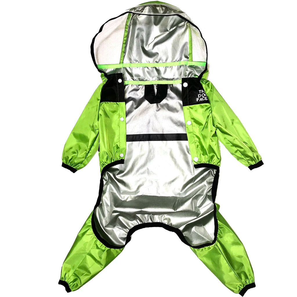 Dog Raincoat Jumpsuit, Transparent Hood, Waterproof