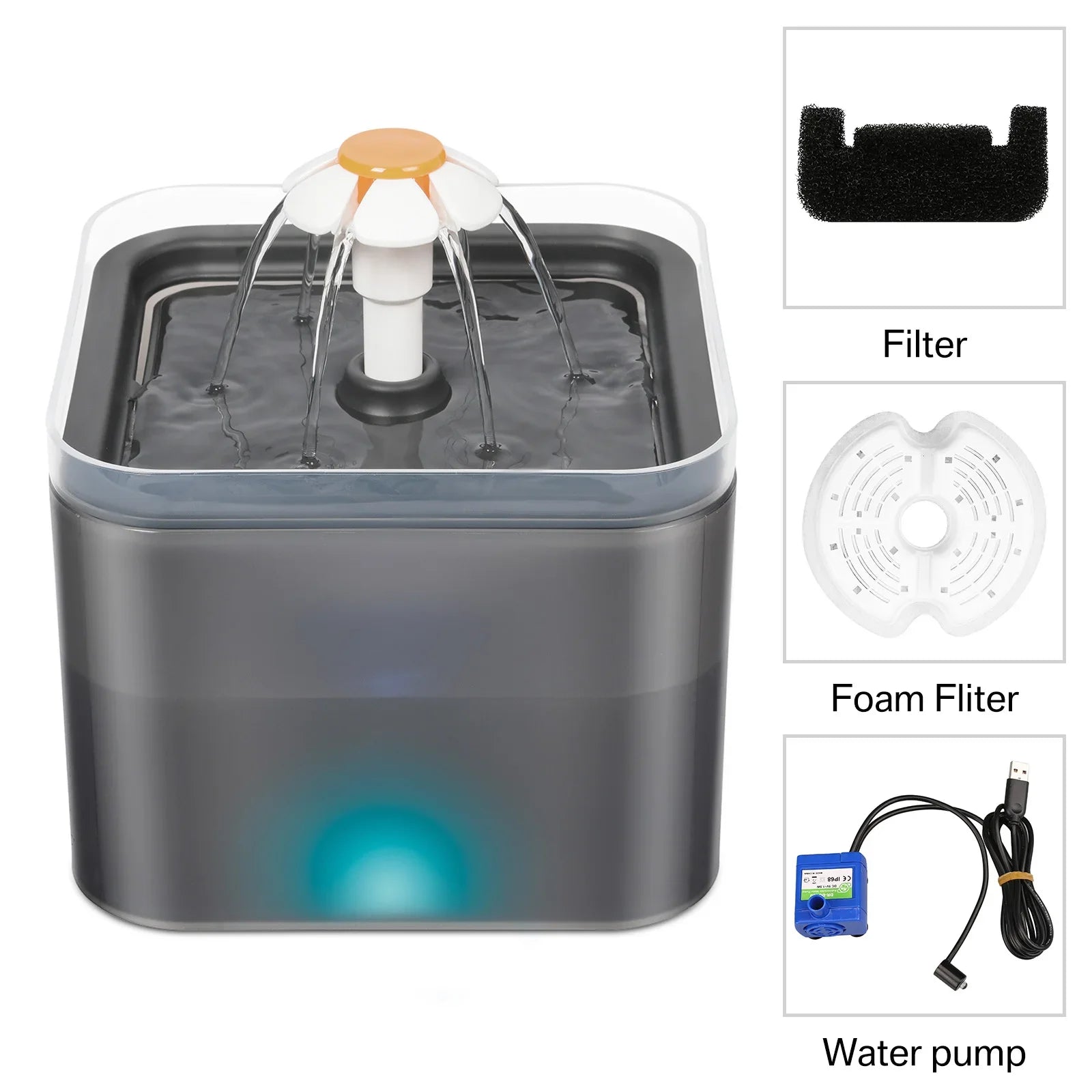 Silent Cat Water Dispenser; LED Lighting,