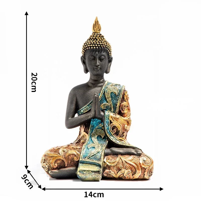 Buddha Sculpture, Green Resin, Handmade Fengshui Figurine