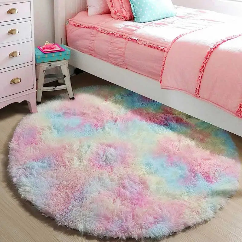 Rainbow Shag Rug; 1.8" Long Plush Fibers