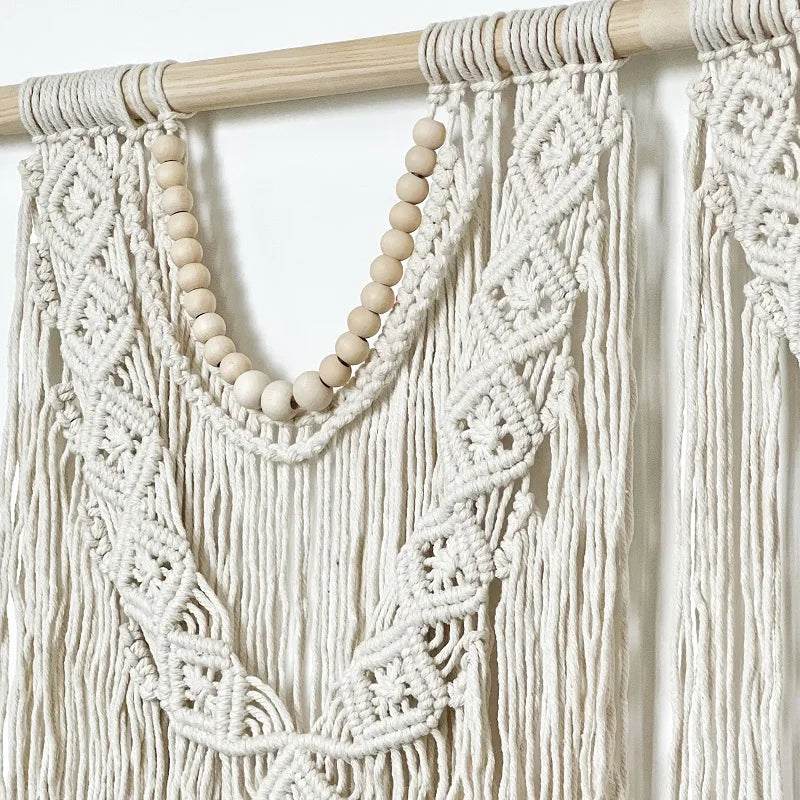 Handmade Creamy-White Macrame Hanging Wall Art