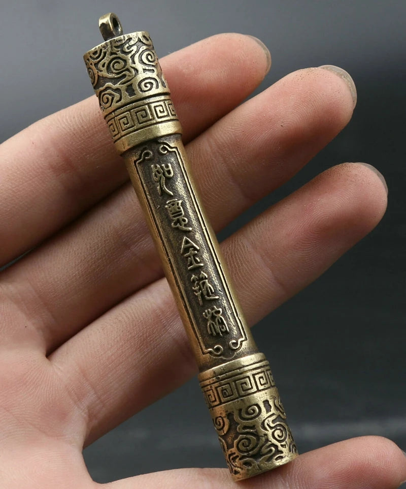 3.5" Chinese Bronze Buddhism Snuff Bottle Pendant