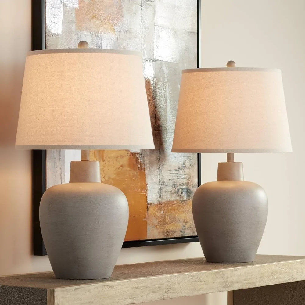 Country Cottage 27" Table Lamps, Fabric Shades, Set of 2