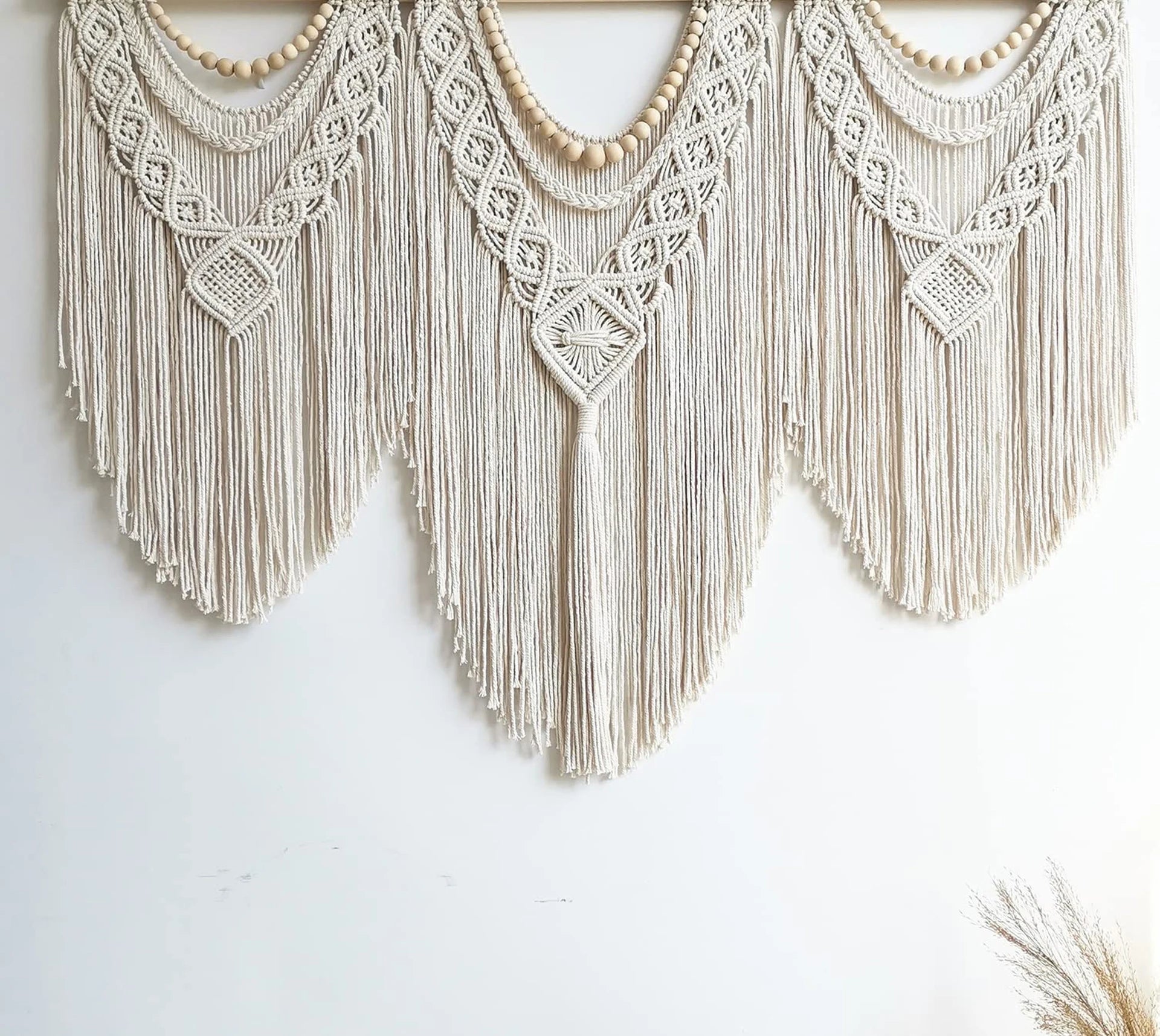Handmade Creamy-White Macrame Hanging Wall Art