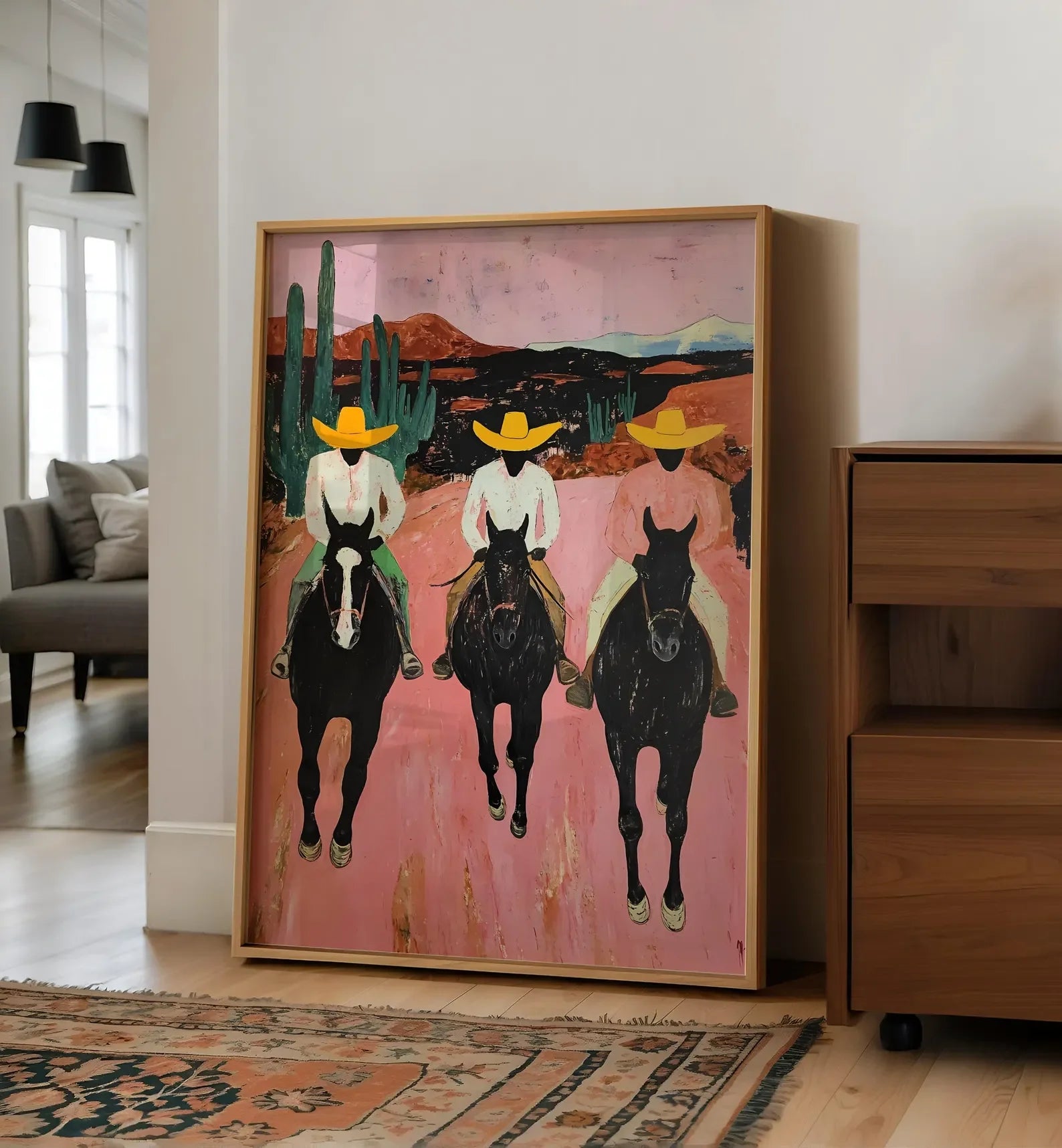 Abstract Western Horse Painting; Modern Country Cowboys