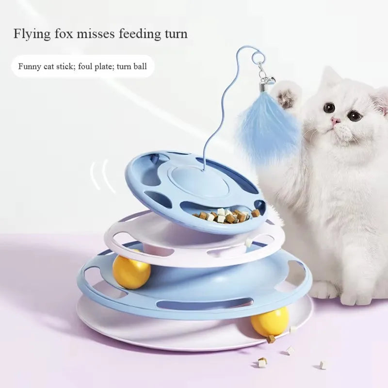 Flying Saucer Cat Toy; Food, Treat Feeder