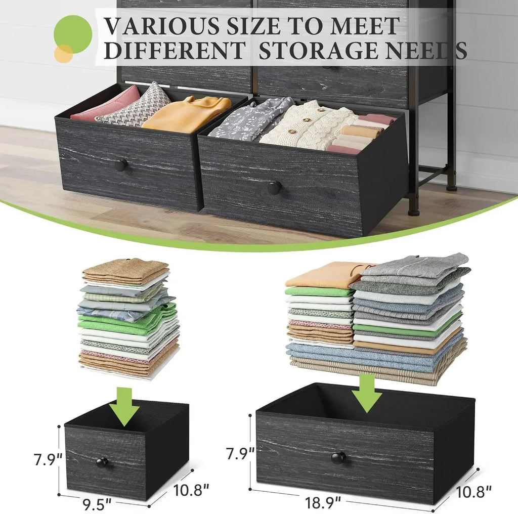 Sleek Black Dresser with 12 Drawers; Tons of Storage.