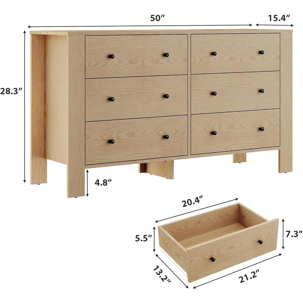 Modern 6-Drawer Dresser or Living/Dining Side Table