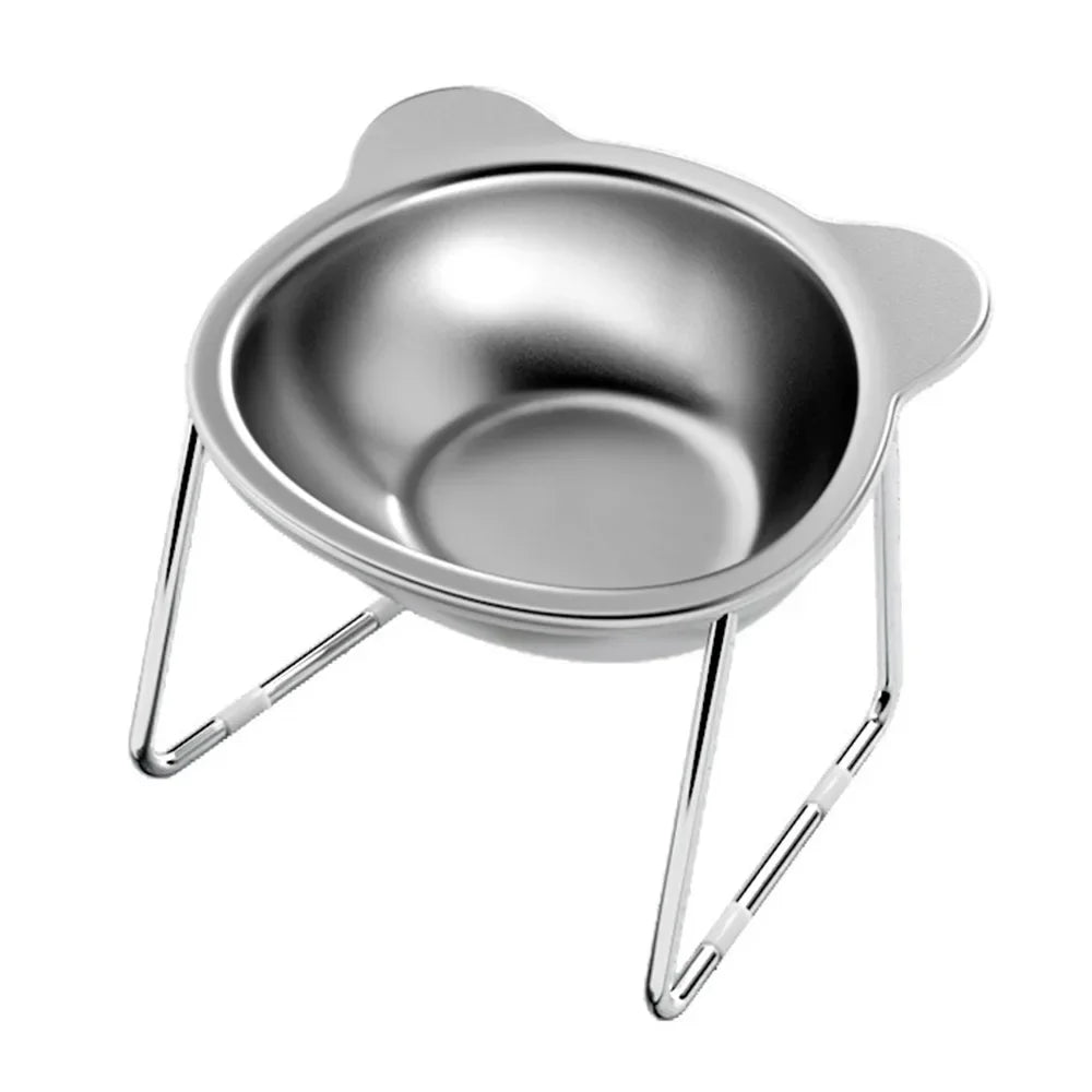 Stainless Steel Cat Bowl; 15° Elevated Design