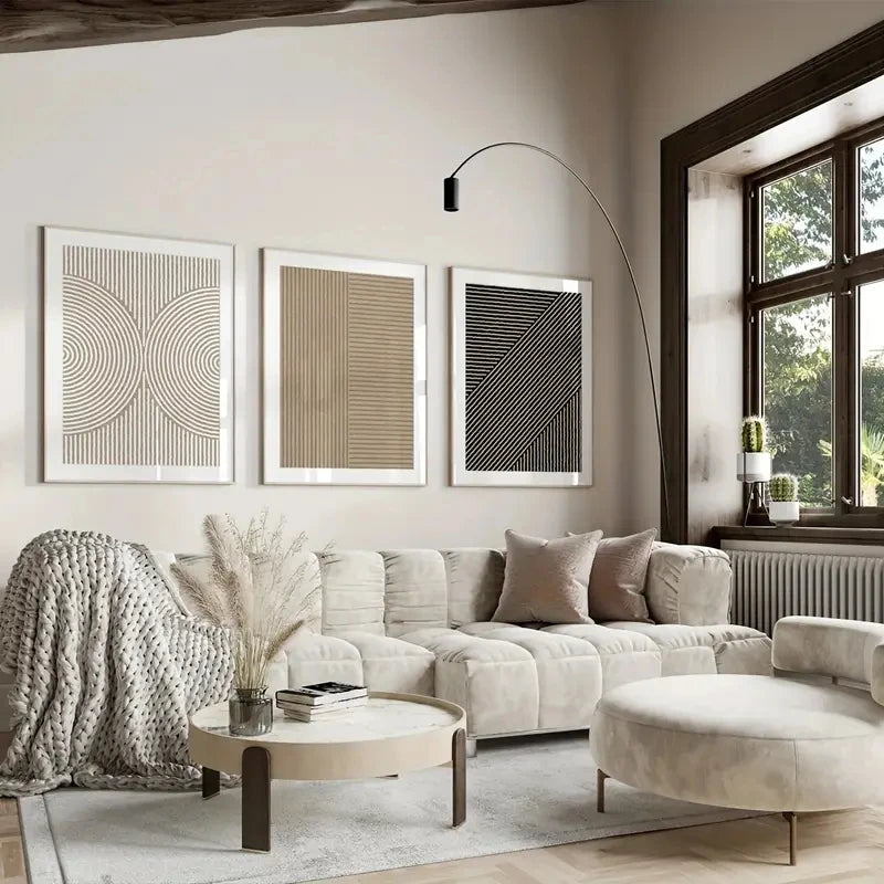 3pcs/Set Modern Abstract Line Canvas Wall Art