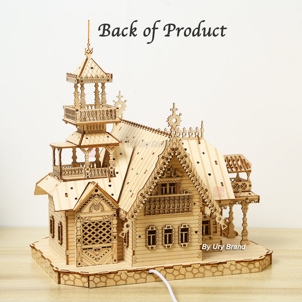 3D Wooden Puzzle Villa House with Light Assembly