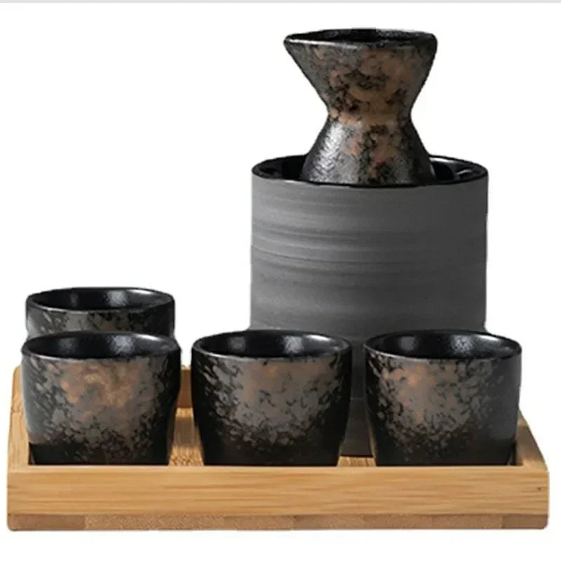 Handmade Japanese Style Sake Warmer & Cups