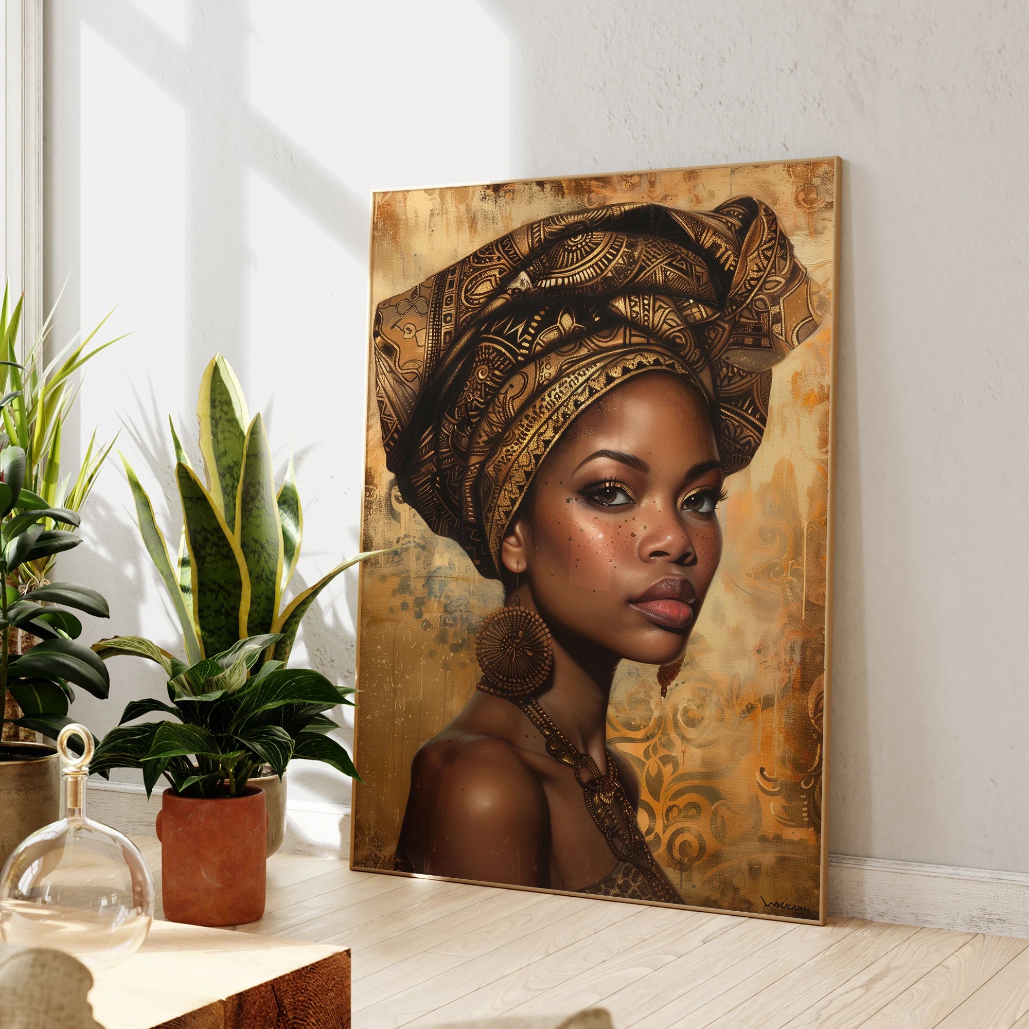 Modern African Girl Painting Fashion Portrait Wall Art