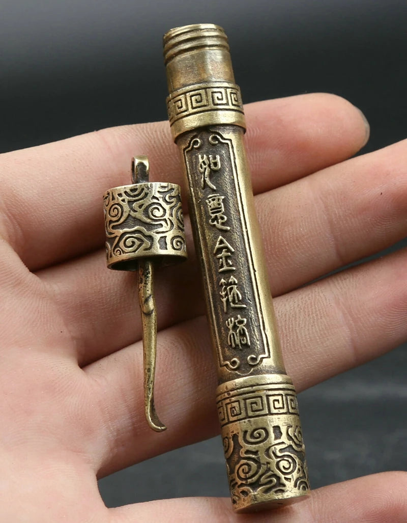 3.5" Chinese Bronze Buddhism Snuff Bottle Pendant