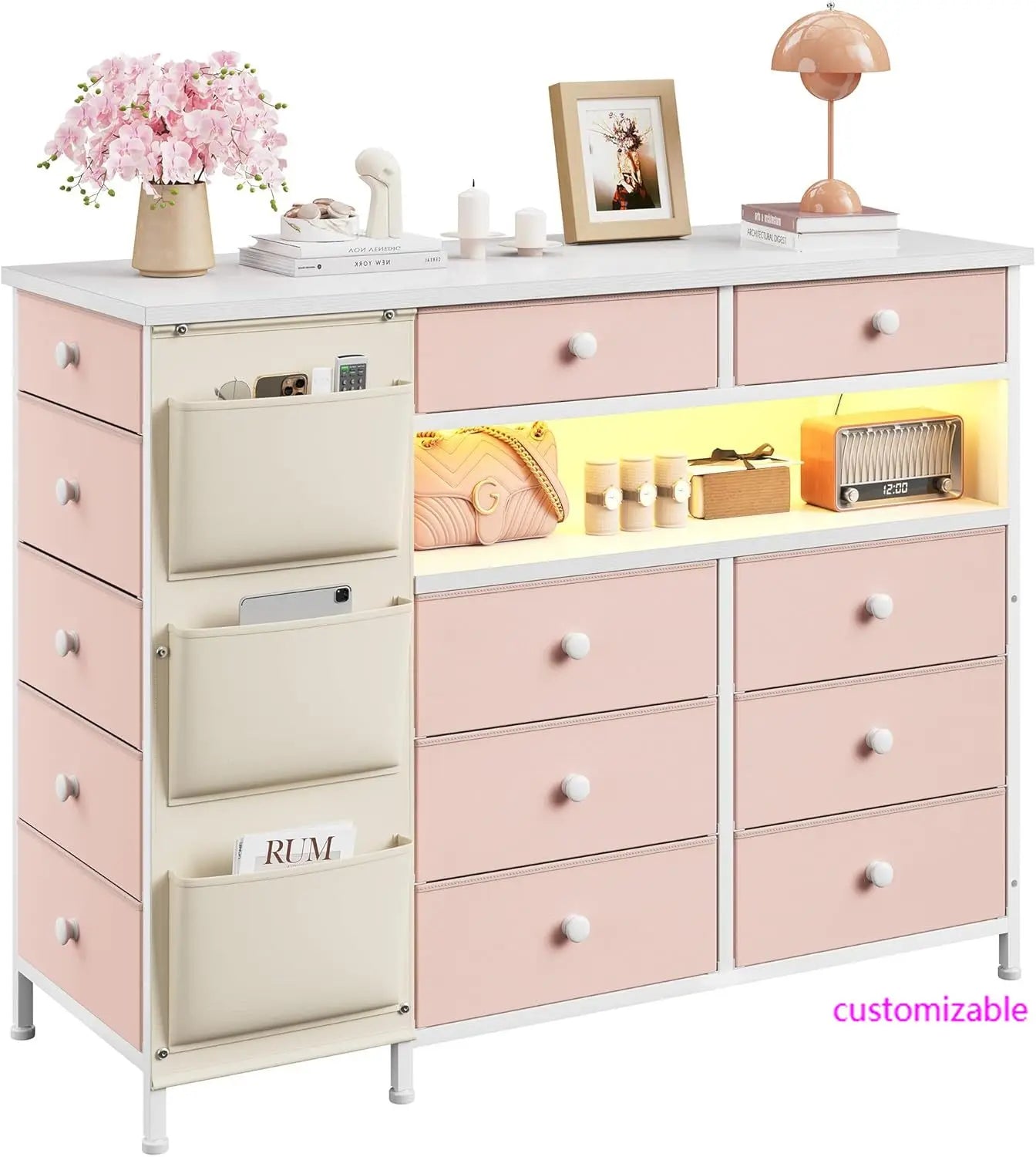 Dresser with 13 Fabric Drawers. Make This Perfect Anywhere in Your Home.