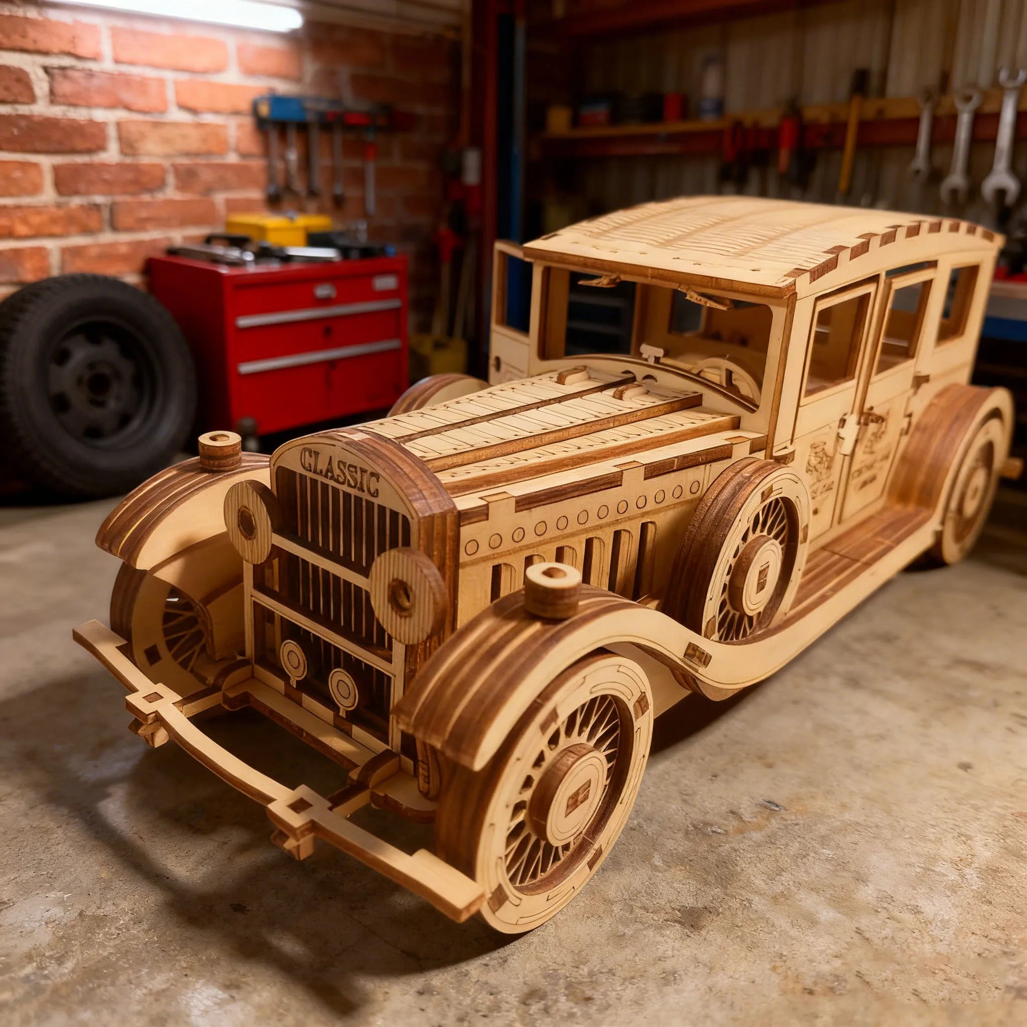 3D Wooden Puzzle Vintage Car Model Exquisite