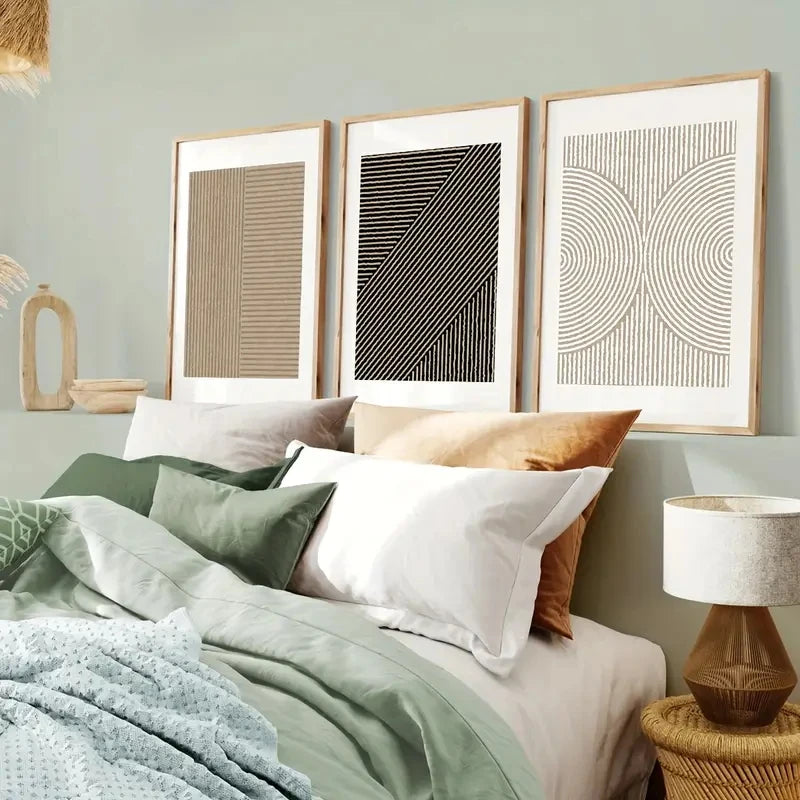 3pcs/Set Modern Abstract Line Canvas Wall Art