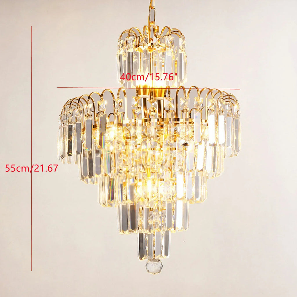 Luxury LED Crystal Chandelier, with Gold Accents