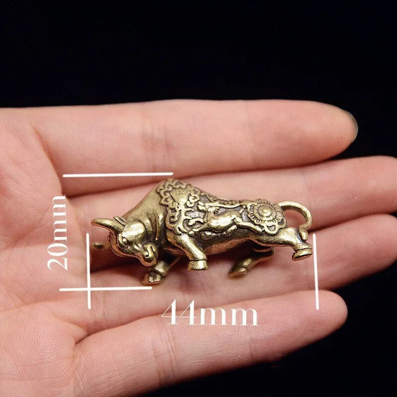 Brass Bullfighting Statue, Lucky Copper Animal Figurine