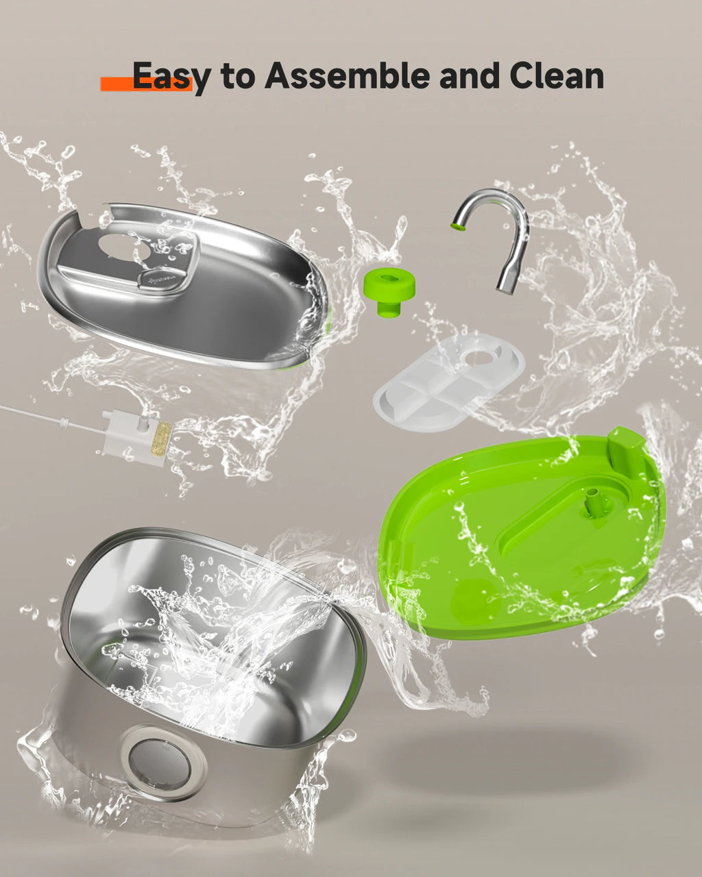 7L Dog Water Fountain, 304 Stainless Steel